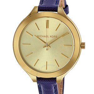 Michael Kors Mid-Size Runway Gold-Tone Blue Watch